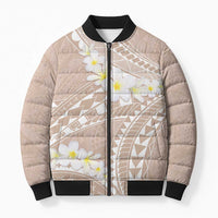 Polynesian Vintage Floral Bomber Puffer Jacket Beige Motifs LT7 Unisex Beige - Polynesian Pride