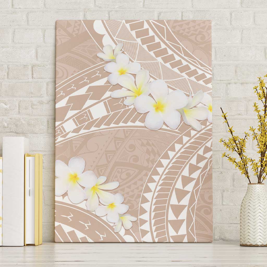 Polynesian Vintage Floral Canvas Wall Art Beige Motifs LT7 Without Frame Beige - Polynesian Pride