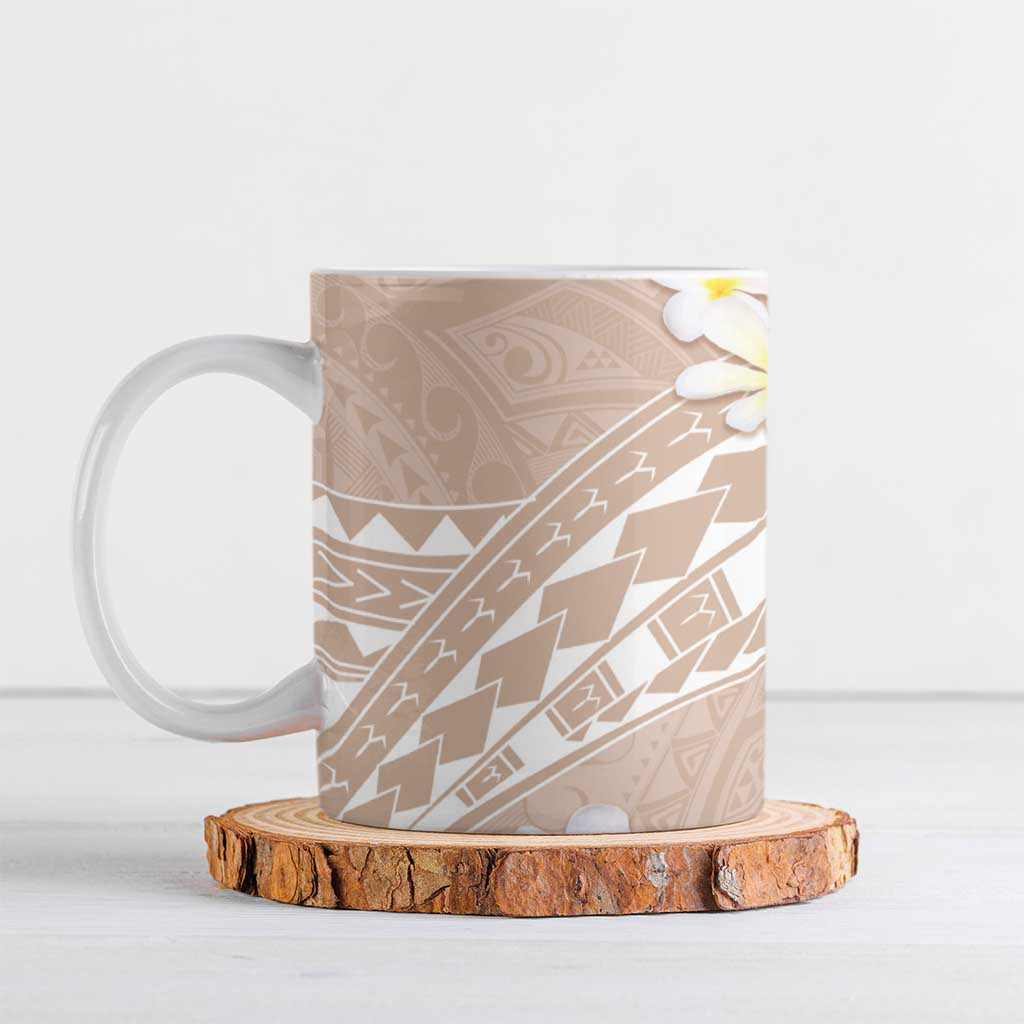Polynesian Vintage Floral Ceramic Mug Beige Motifs LT7 Beige - Polynesian Pride