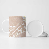 Polynesian Vintage Floral Ceramic Mug Beige Motifs LT7 - Polynesian Pride