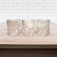 Polynesian Vintage Floral Ceramic Mug Beige Motifs LT7 - Polynesian Pride