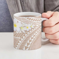 Polynesian Vintage Floral Ceramic Mug Beige Motifs LT7 - Polynesian Pride