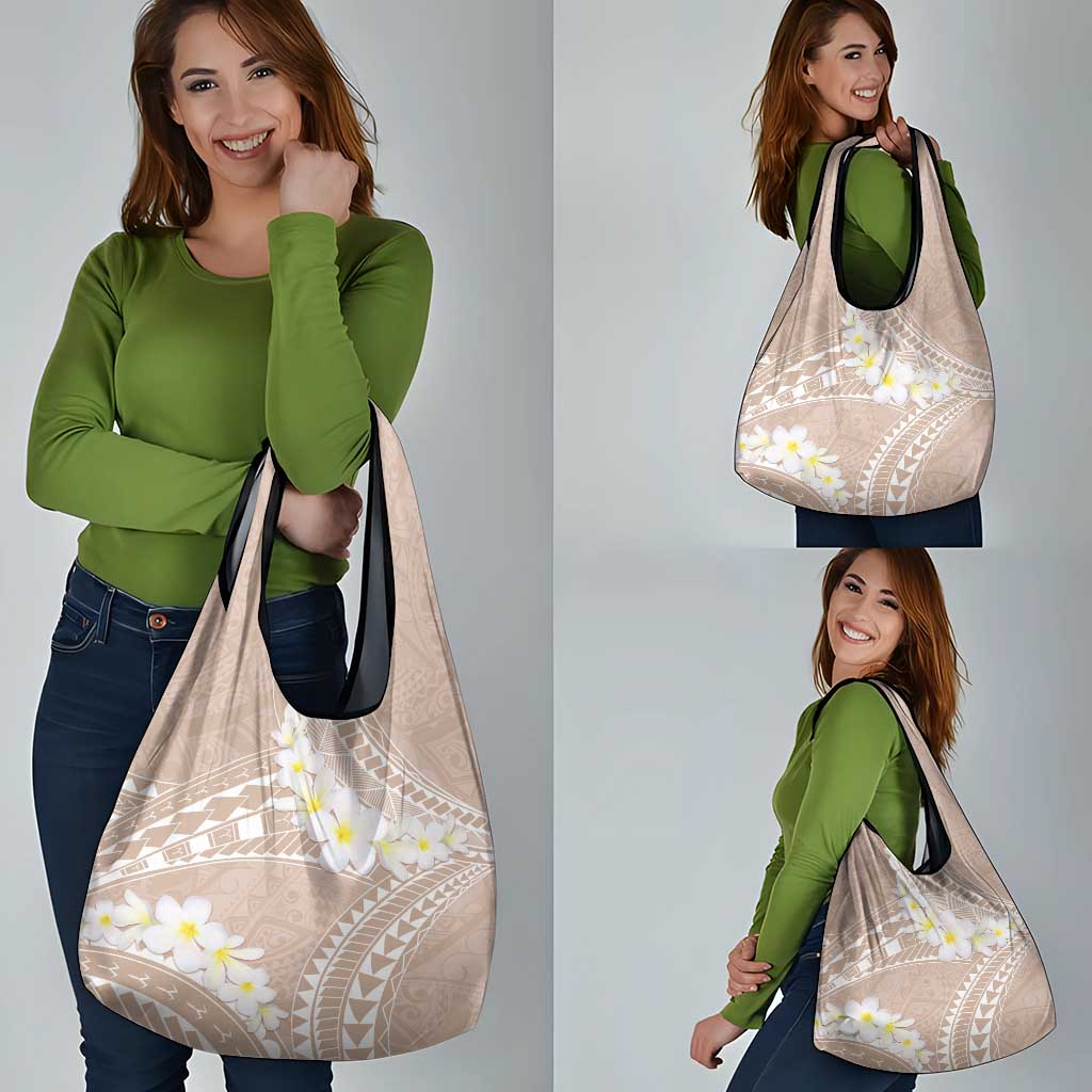 Polynesian Vintage Floral Grocery Bag Beige Motifs LT7 - Polynesian Pride