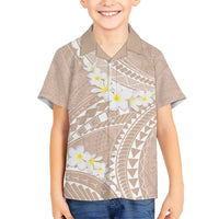 Polynesian Vintage Floral Kid Hawaiian Shirt Beige Motifs LT7 Kid Beige - Polynesian Pride