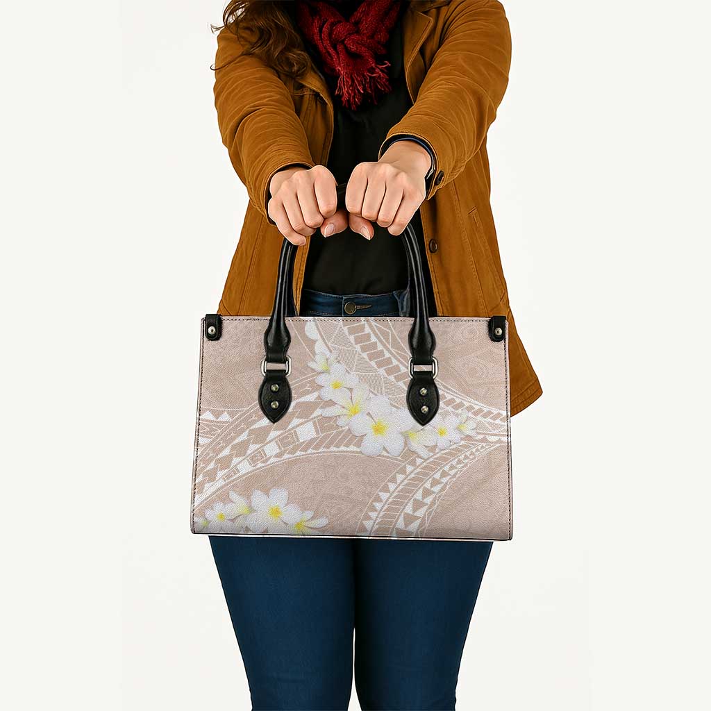 Polynesian Vintage Floral Leather Bag Beige Motifs LT7 - Polynesian Pride