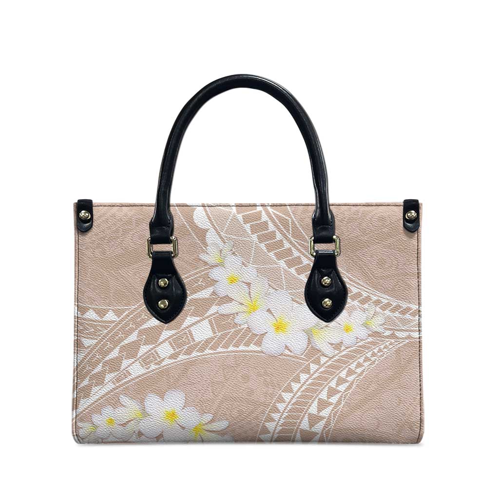 Polynesian Vintage Floral Leather Bag Beige Motifs LT7 - Polynesian Pride
