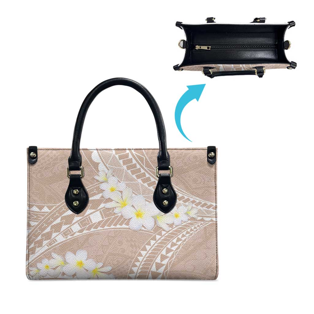 Polynesian Vintage Floral Leather Bag Beige Motifs LT7 - Polynesian Pride