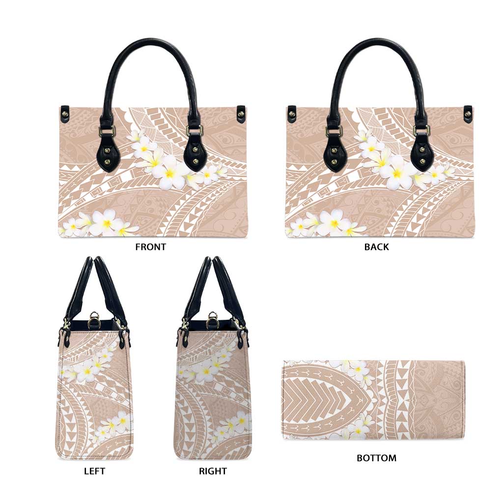 Polynesian Vintage Floral Leather Bag Beige Motifs LT7 - Polynesian Pride