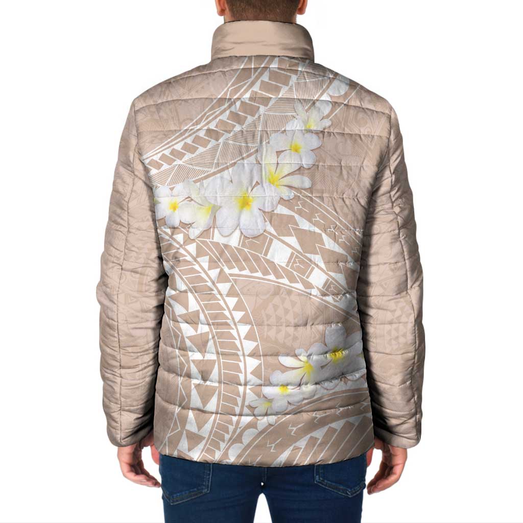 Polynesian Vintage Floral Padded Jacket Beige Motifs LT7 - Polynesian Pride