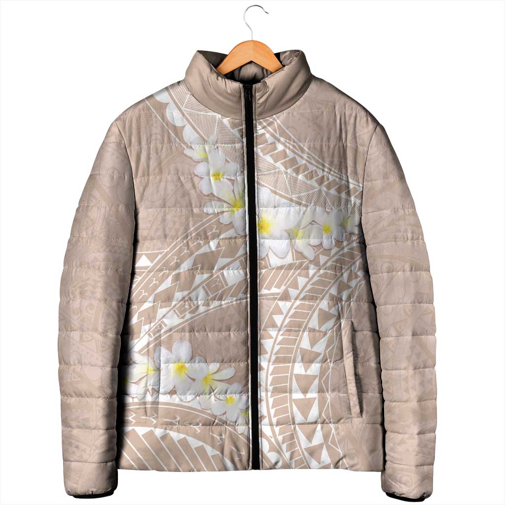 Polynesian Vintage Floral Padded Jacket Beige Motifs LT7 - Polynesian Pride