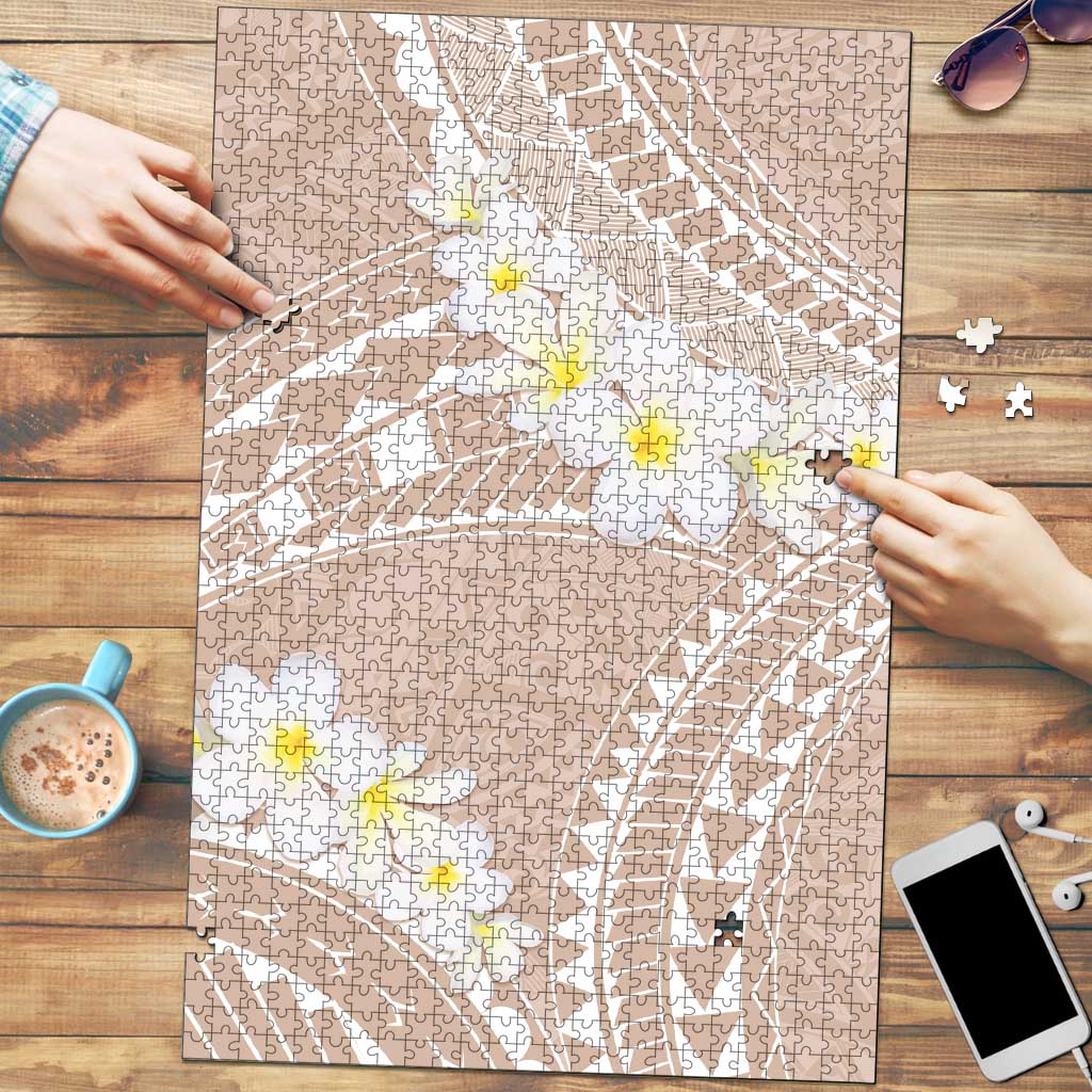 Polynesian Vintage Floral Puzzle Beige Motifs LT7 Beige - Polynesian Pride