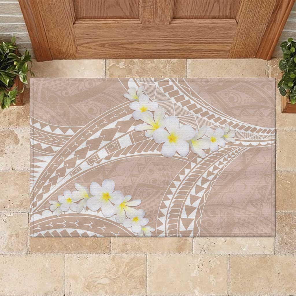 Polynesian Vintage Floral Rubber Doormat Beige Motifs LT7 Beige - Polynesian Pride