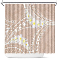 Polynesian Vintage Floral Shower Curtain Beige Motifs LT7 Beige - Polynesian Pride