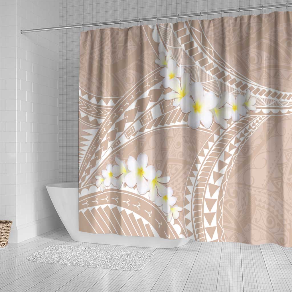 Polynesian Vintage Floral Shower Curtain Beige Motifs LT7 - Polynesian Pride