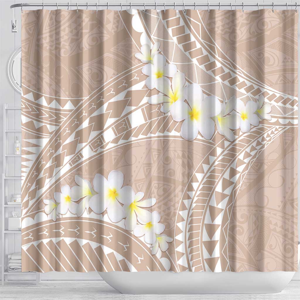 Polynesian Vintage Floral Shower Curtain Beige Motifs LT7 - Polynesian Pride