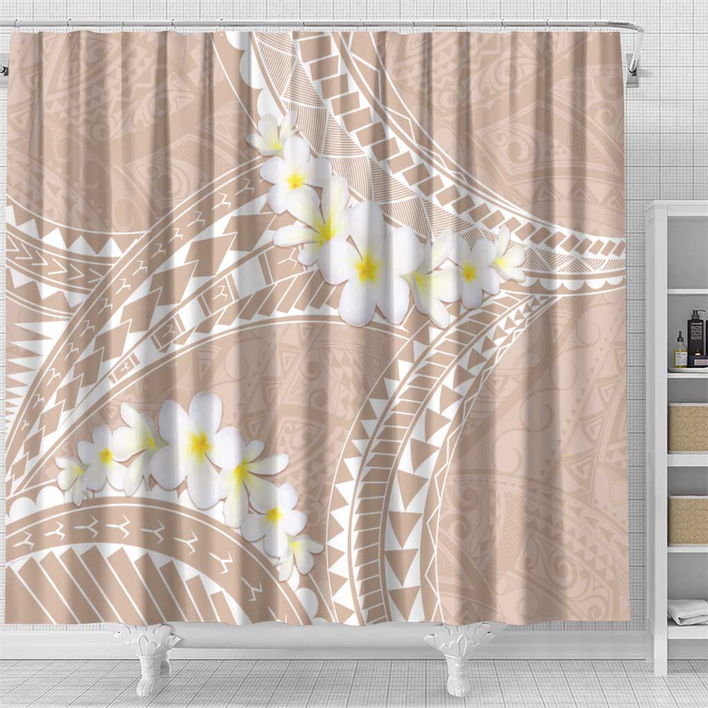 Polynesian Vintage Floral Shower Curtain Beige Motifs LT7 - Polynesian Pride