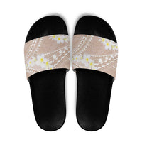 Polynesian Vintage Floral Slide Sandals Beige Motifs LT7 Beige - Polynesian Pride