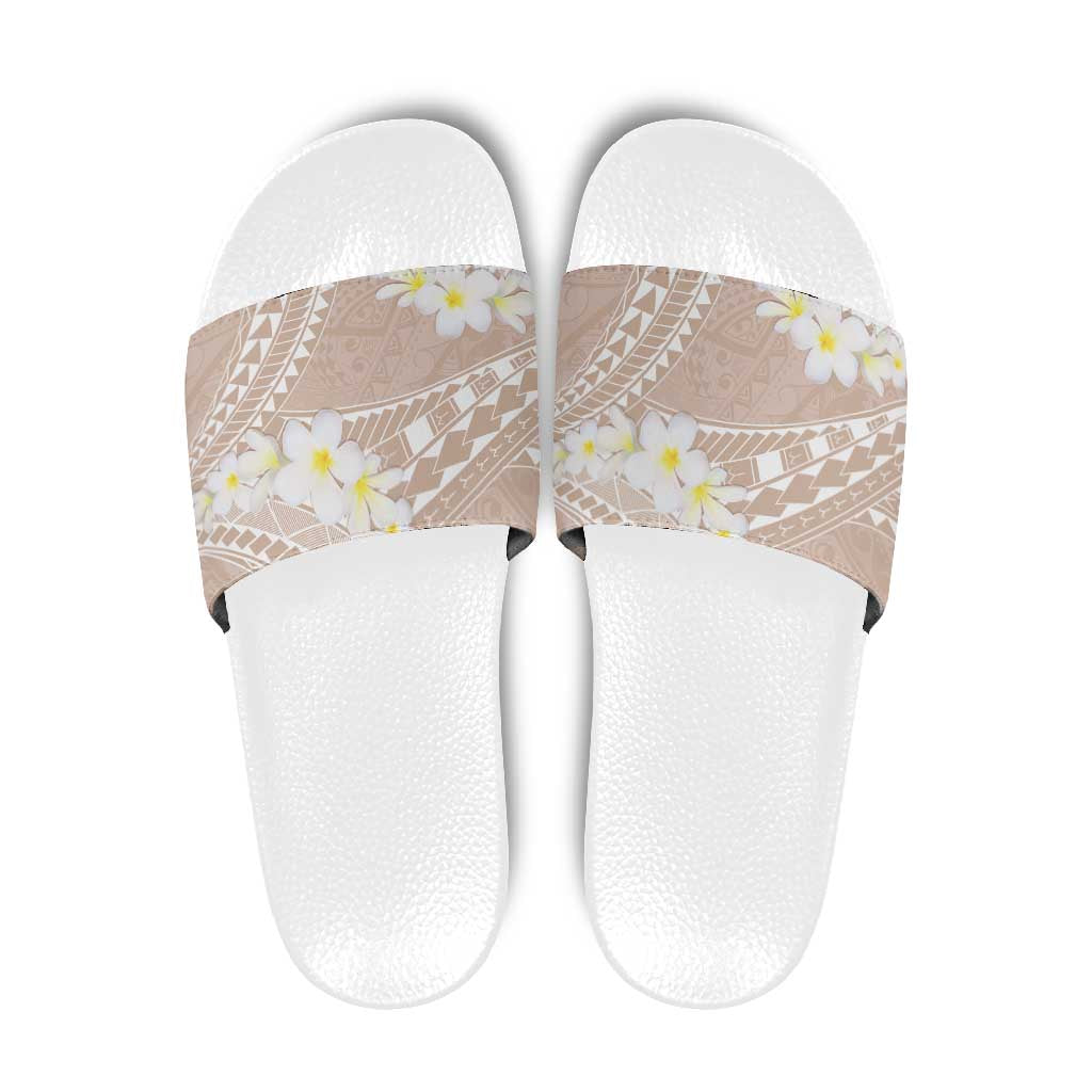 Polynesian Vintage Floral Slide Sandals Beige Motifs LT7 Beige - Polynesian Pride