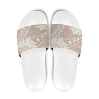 Polynesian Vintage Floral Slide Sandals Beige Motifs LT7 Beige - Polynesian Pride