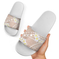 Polynesian Vintage Floral Slide Sandals Beige Motifs LT7 - Polynesian Pride