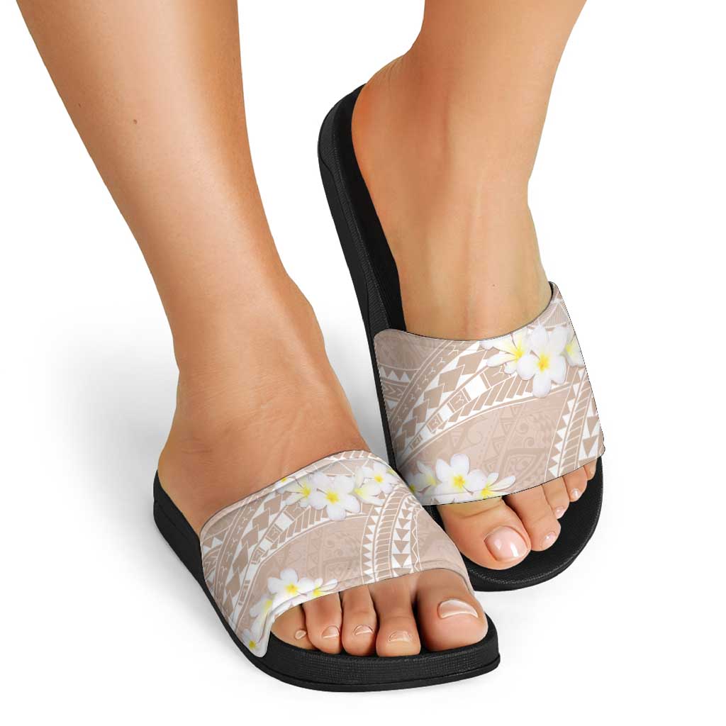 Polynesian Vintage Floral Slide Sandals Beige Motifs LT7 - Polynesian Pride