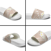 Polynesian Vintage Floral Slide Sandals Beige Motifs LT7 - Polynesian Pride
