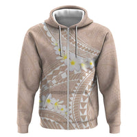 Polynesian Vintage Floral Zip Hoodie Beige Motifs LT7 Zip Hoodie Beige - Polynesian Pride