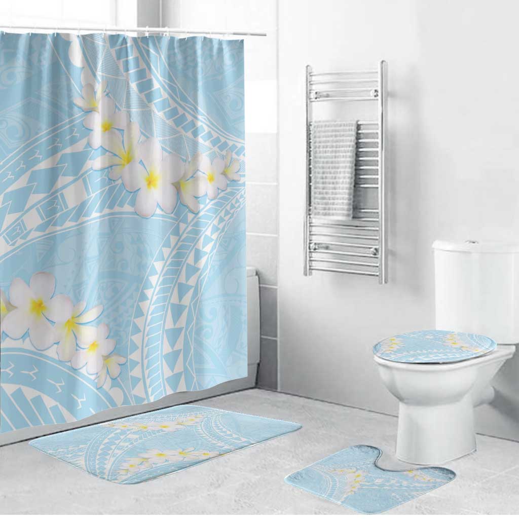 Polynesian Vintage Floral Bathroom Set Azure Motifs LT7 Bathroom Set (4 pcs) Azure - Polynesian Pride