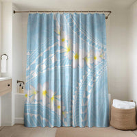 Polynesian Vintage Floral Bathroom Set Azure Motifs LT7 Shower Curtain Only Azure - Polynesian Pride
