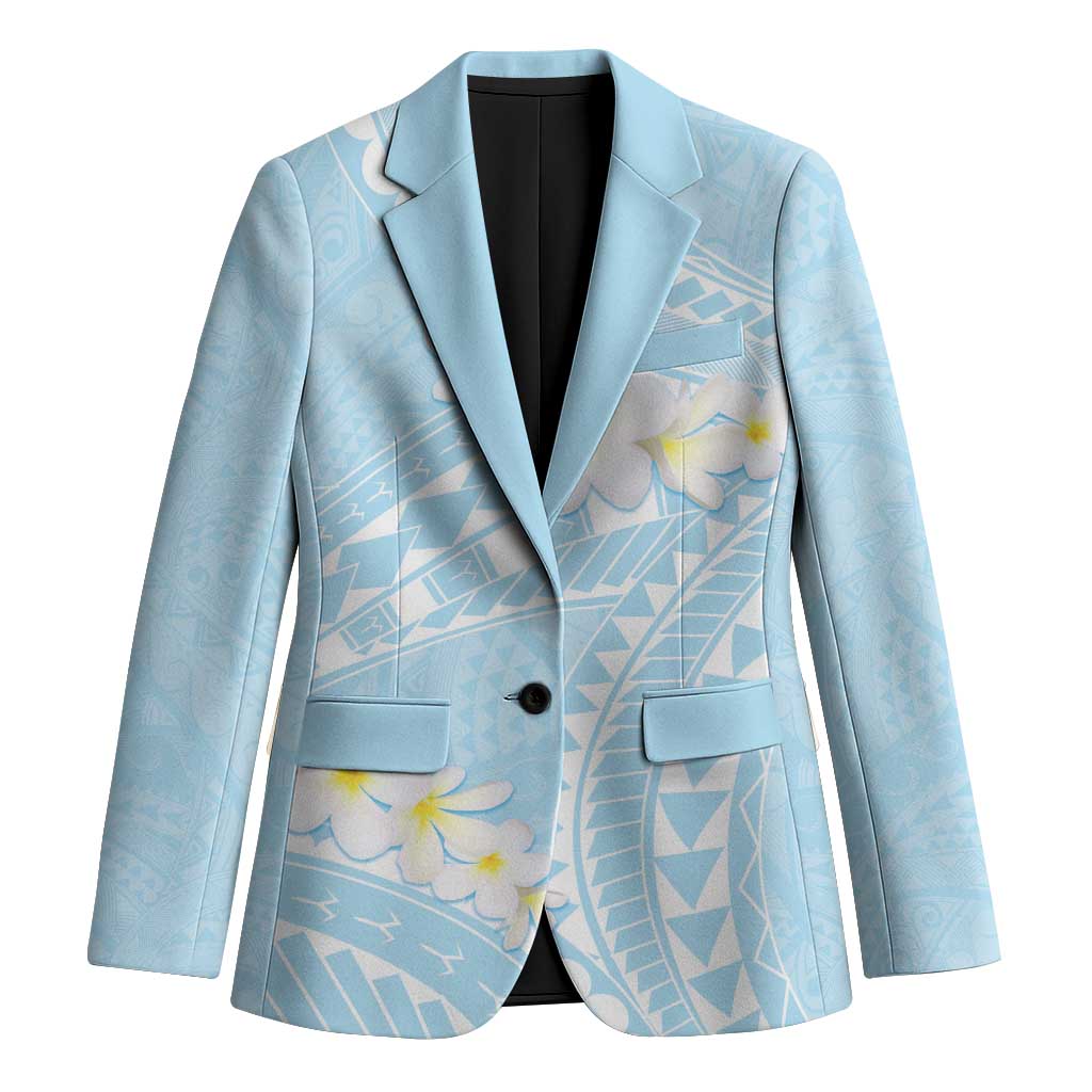 Polynesian Vintage Floral Blazer Azure Motifs LT7 Unisex Azure - Polynesian Pride