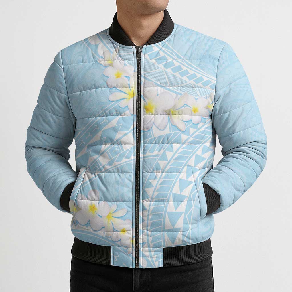 Polynesian Vintage Floral Bomber Puffer Jacket Azure Motifs LT7 - Polynesian Pride