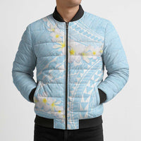 Polynesian Vintage Floral Bomber Puffer Jacket Azure Motifs LT7 - Polynesian Pride