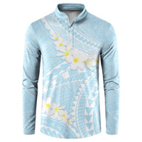 Polynesian Vintage Floral Button Sweatshirt Azure Motifs LT7 Azure - Polynesian Pride