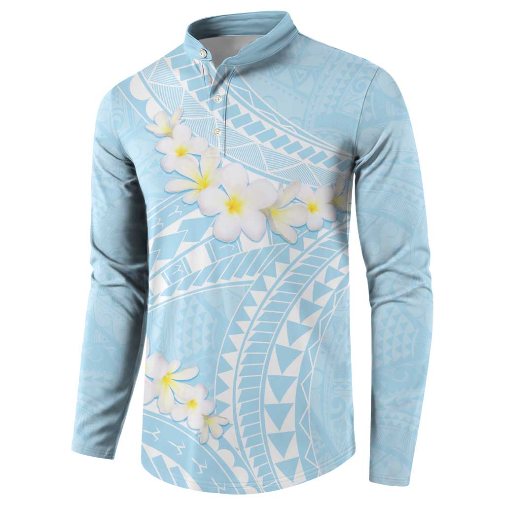 Polynesian Vintage Floral Button Sweatshirt Azure Motifs LT7 - Polynesian Pride