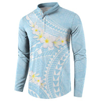 Polynesian Vintage Floral Button Sweatshirt Azure Motifs LT7 - Polynesian Pride