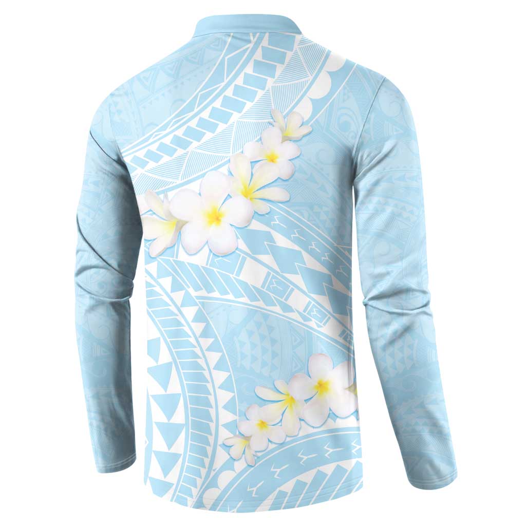Polynesian Vintage Floral Button Sweatshirt Azure Motifs LT7 - Polynesian Pride