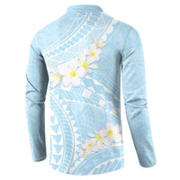 Polynesian Vintage Floral Button Sweatshirt Azure Motifs LT7 - Polynesian Pride