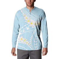 Polynesian Vintage Floral Button Sweatshirt Azure Motifs LT7 - Polynesian Pride
