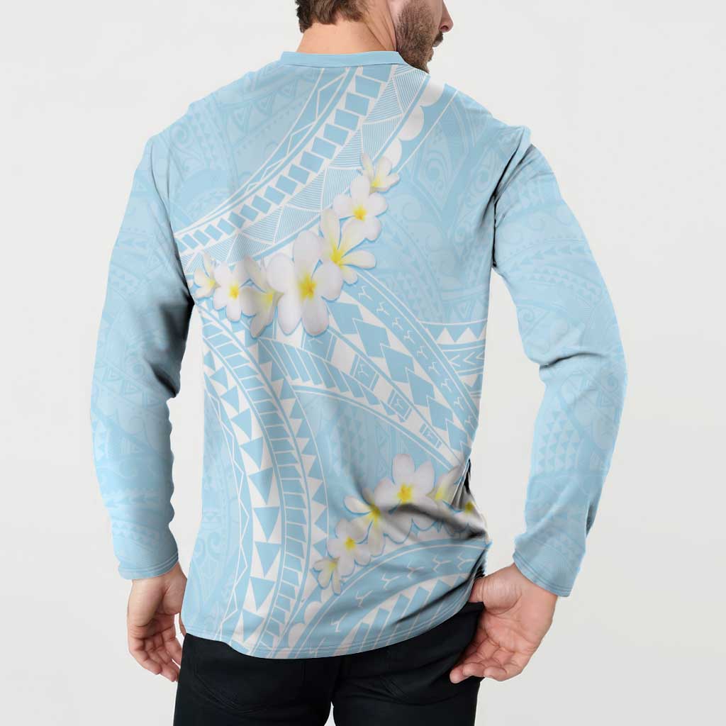Polynesian Vintage Floral Button Sweatshirt Azure Motifs LT7 - Polynesian Pride