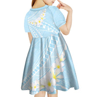 Polynesian Vintage Floral Kid Short Sleeve Dress Azure Motifs LT7 - Polynesian Pride