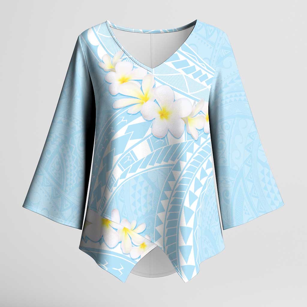 Polynesian Vintage Floral Kimono Sleeve Blouse Azure Motifs LT7 Female Azure - Polynesian Pride