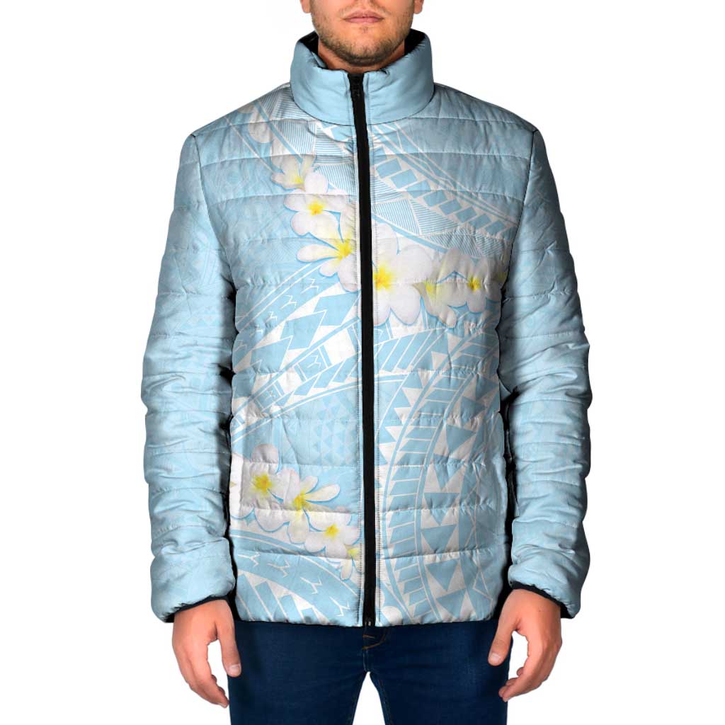 Polynesian Vintage Floral Padded Jacket Azure Motifs LT7 Men Azure - Polynesian Pride