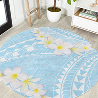 Polynesian Vintage Floral Round Carpet Azure Motifs LT7 Azure - Polynesian Pride