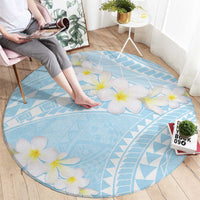 Polynesian Vintage Floral Round Carpet Azure Motifs LT7 - Polynesian Pride