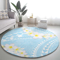 Polynesian Vintage Floral Round Carpet Azure Motifs LT7 - Polynesian Pride