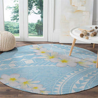 Polynesian Vintage Floral Round Carpet Azure Motifs LT7 - Polynesian Pride