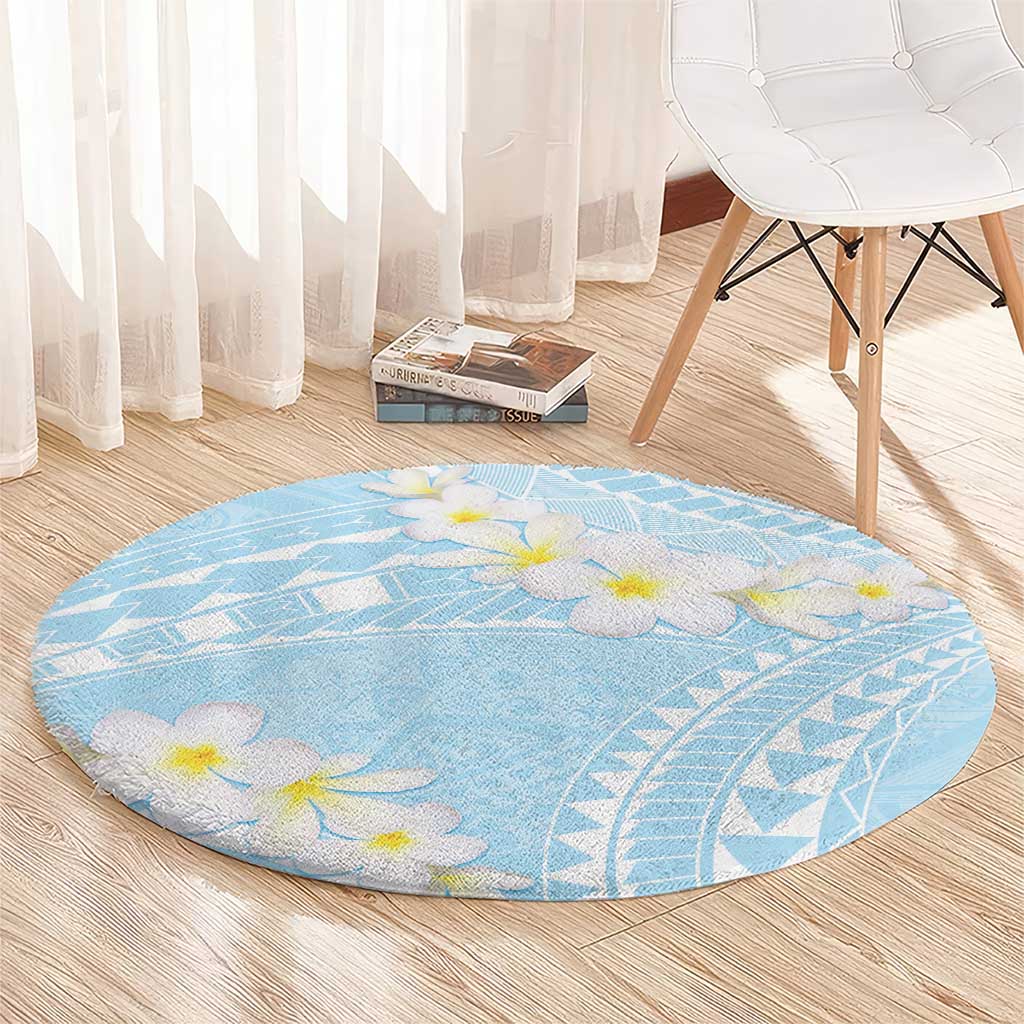 Polynesian Vintage Floral Round Carpet Azure Motifs LT7 - Polynesian Pride