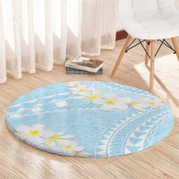 Polynesian Vintage Floral Round Carpet Azure Motifs LT7 - Polynesian Pride