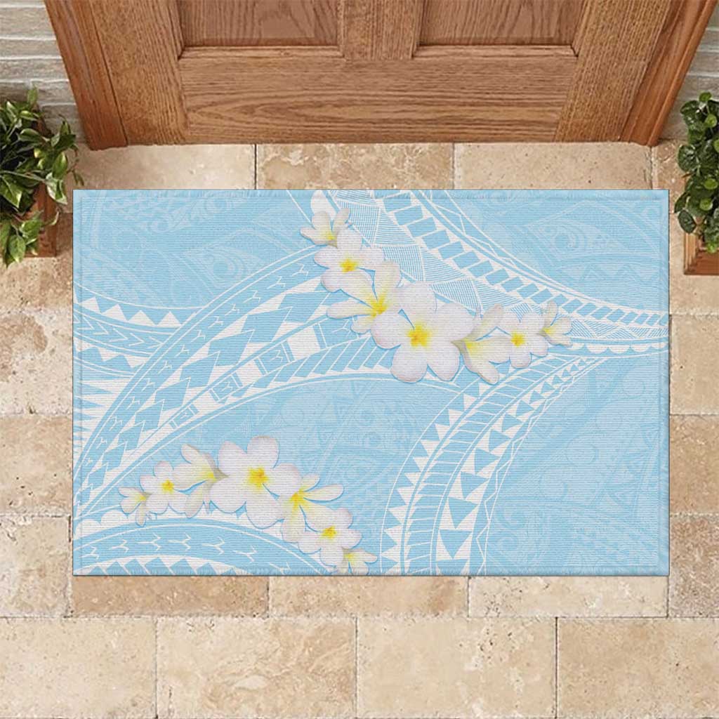 Polynesian Vintage Floral Rubber Doormat Azure Motifs LT7 Azure - Polynesian Pride