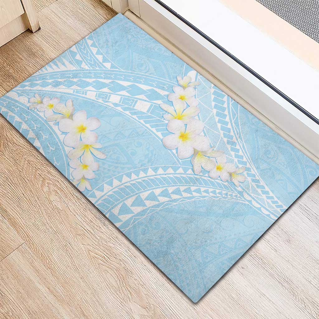 Polynesian Vintage Floral Rubber Doormat Azure Motifs LT7 - Polynesian Pride